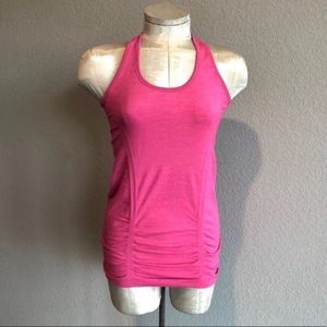 Athleta Fastest Track pink ruched racer back tank top